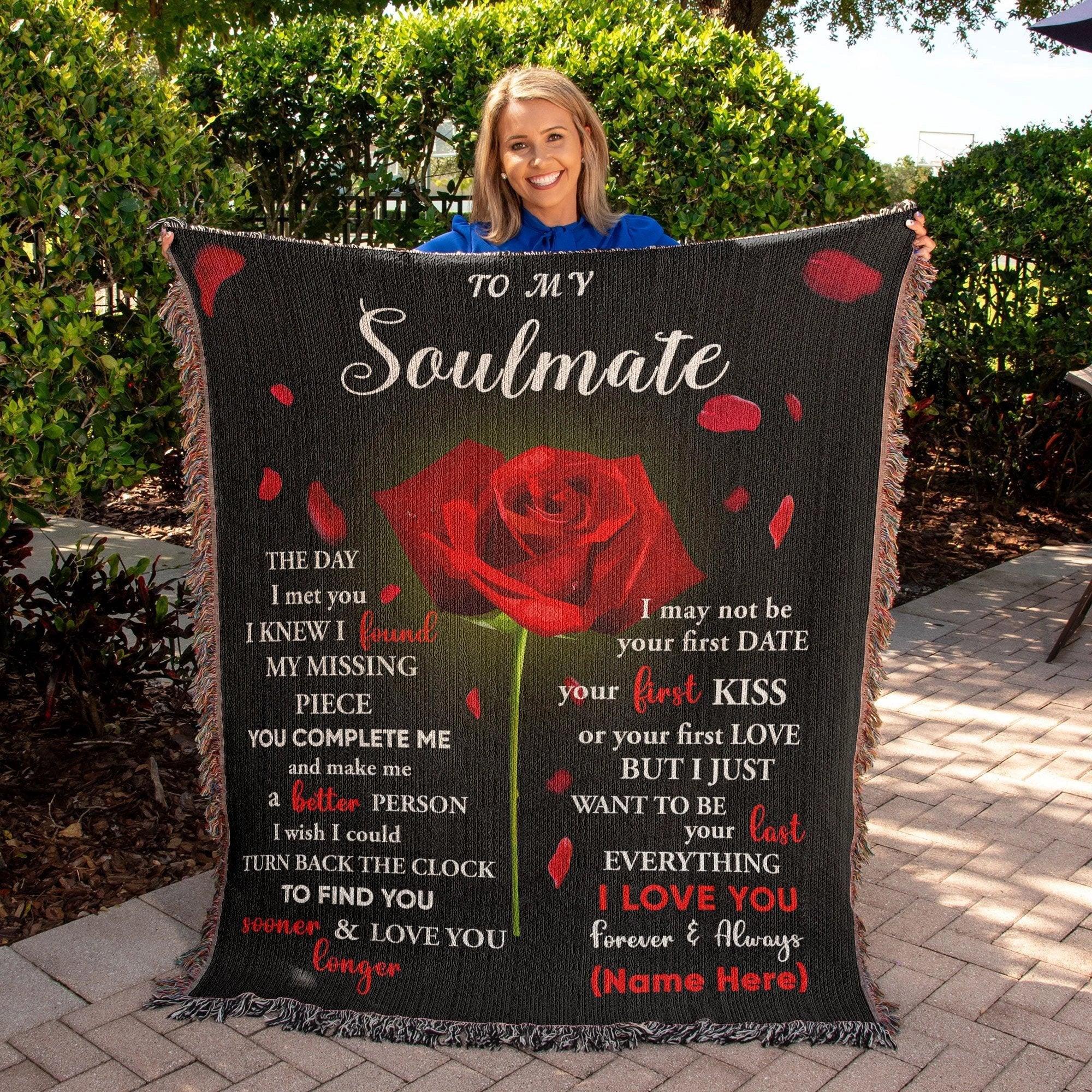 To My Soulmate - The Day I Met You I Found My Missing Piece Heirloom Woven Blanket