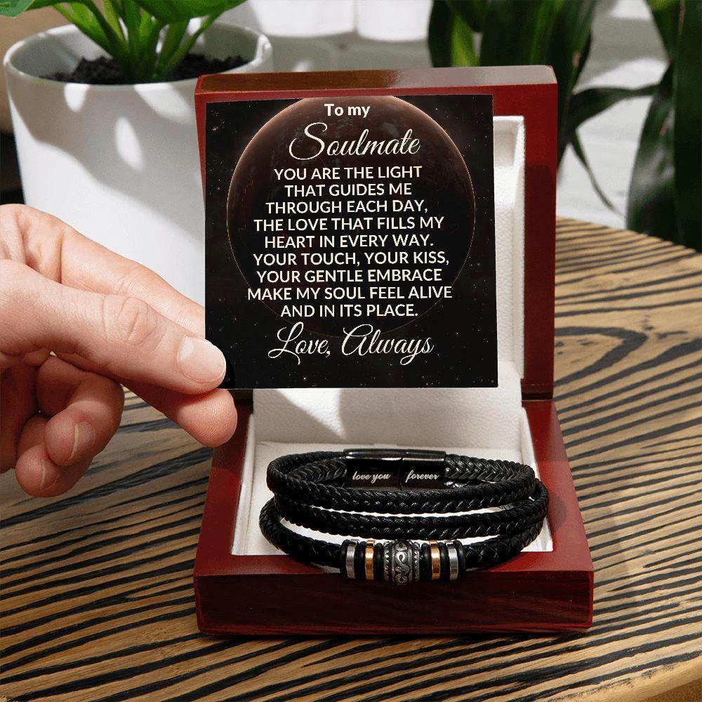 To My Soulmate You are My Guiding Light Braided Leather Bracelet