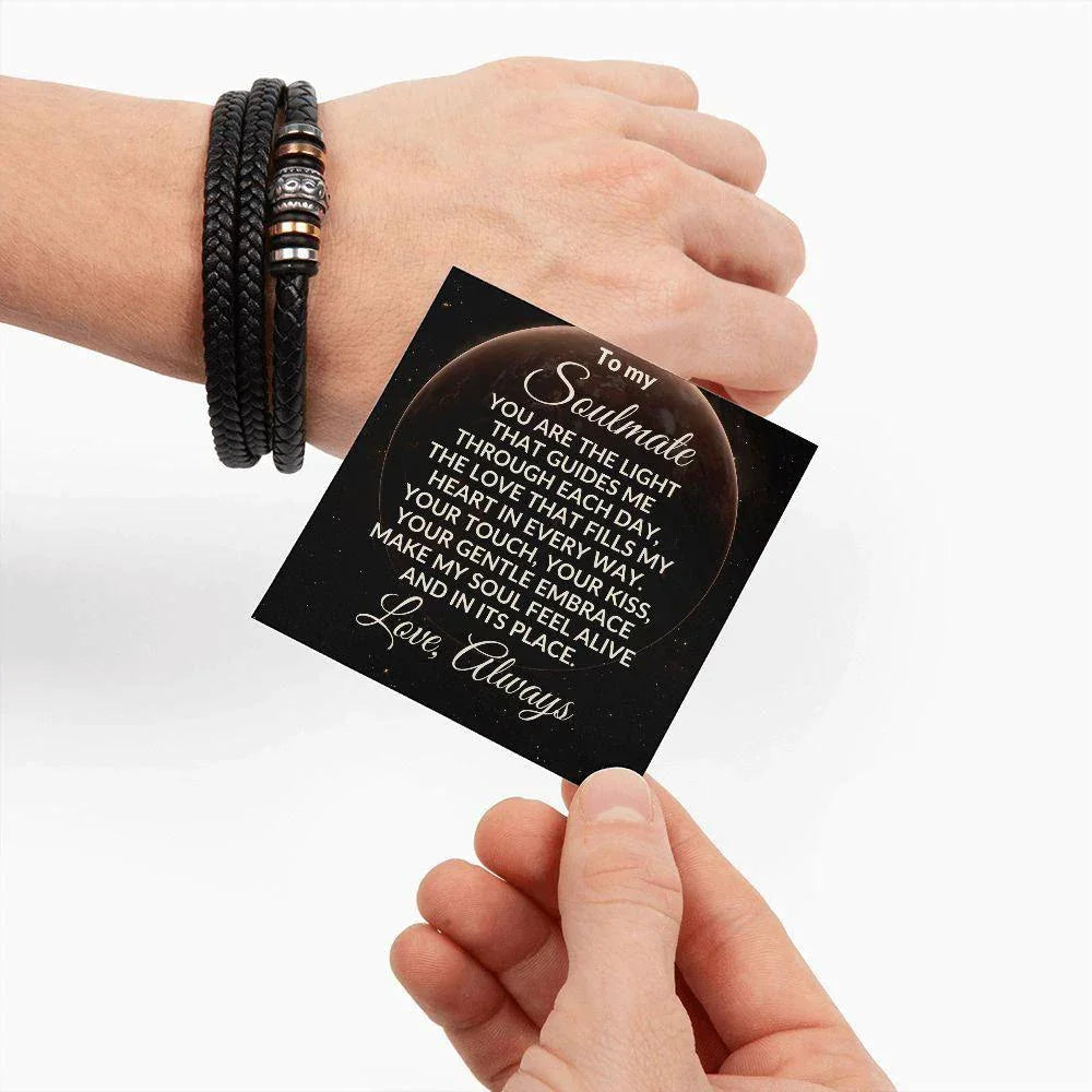 To My Soulmate You are My Guiding Light Braided Leather Bracelet