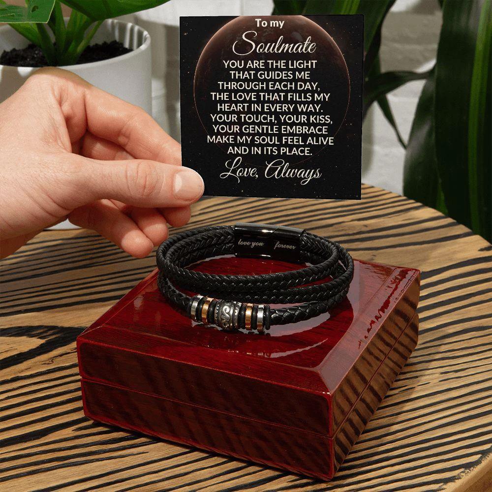 To My Soulmate You are My Guiding Light Braided Leather Bracelet