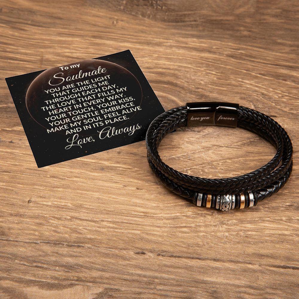 To My Soulmate You are My Guiding Light Braided Leather Bracelet