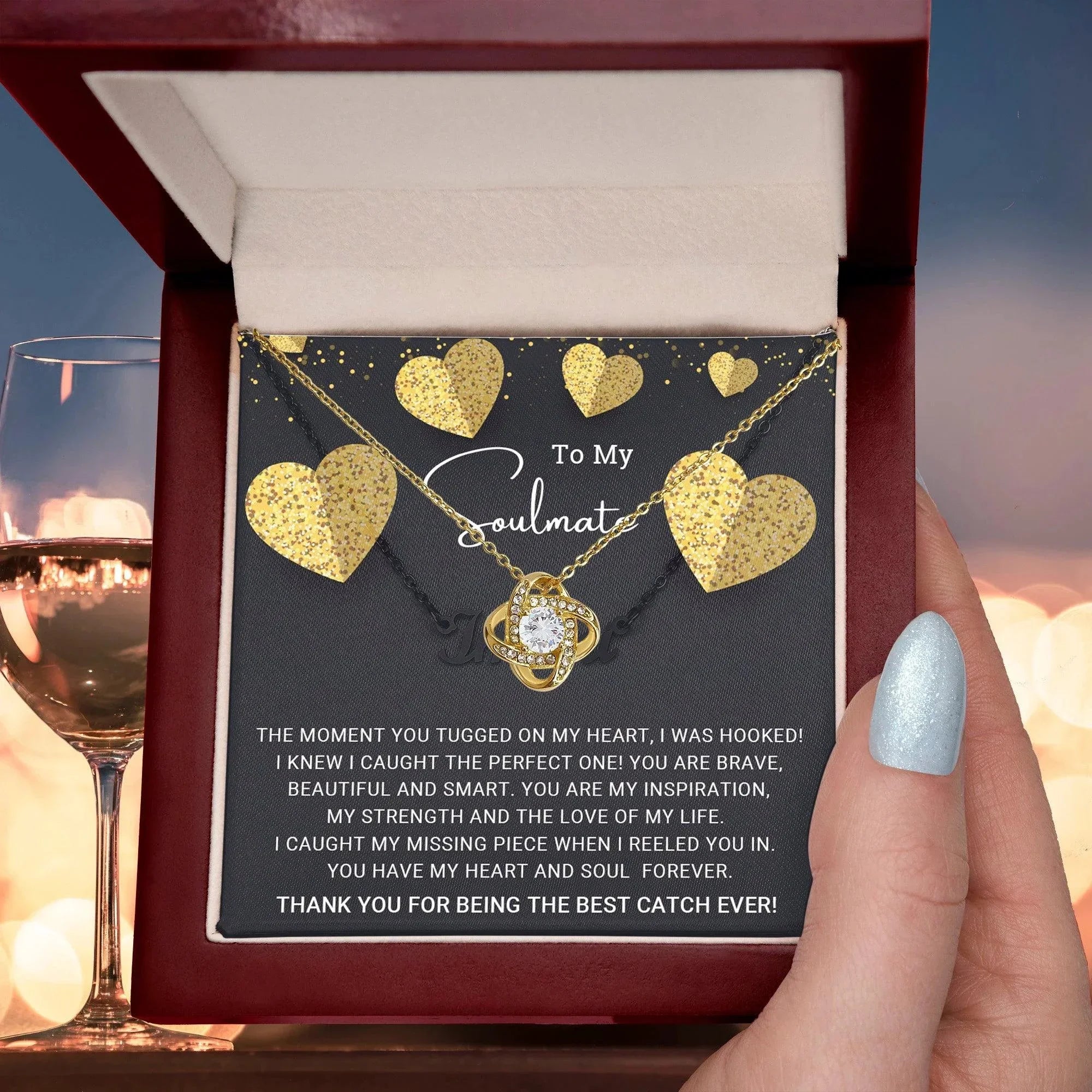 To My Soulmate You are the Best Catch Ever Love Knot Necklace