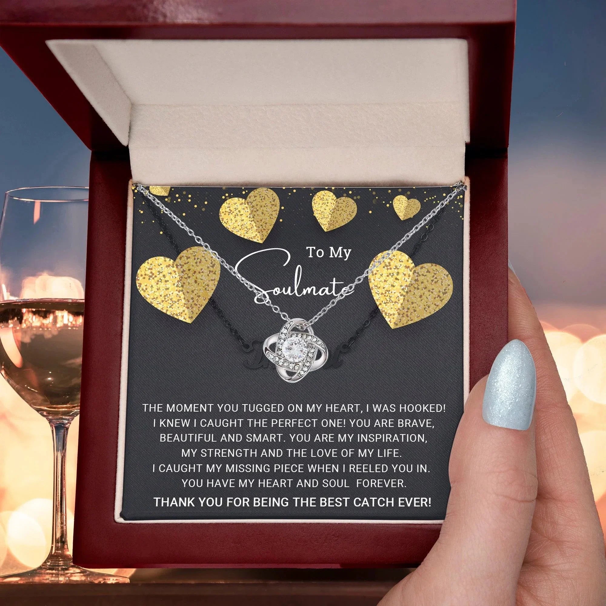 To My Soulmate You are the Best Catch Ever Love Knot Necklace