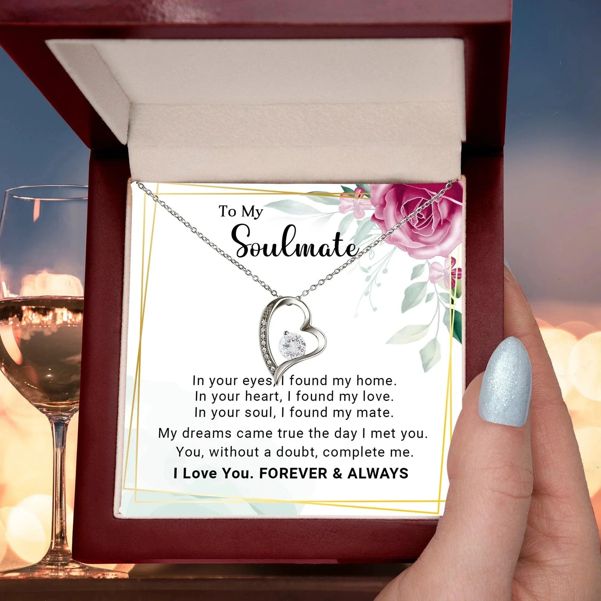 To My Soulmate You Complete Me Forever Love Pendant Necklace