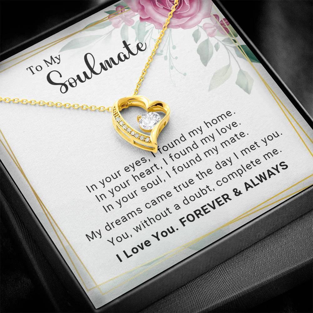 To My Soulmate You Complete Me Forever Love Pendant Necklace