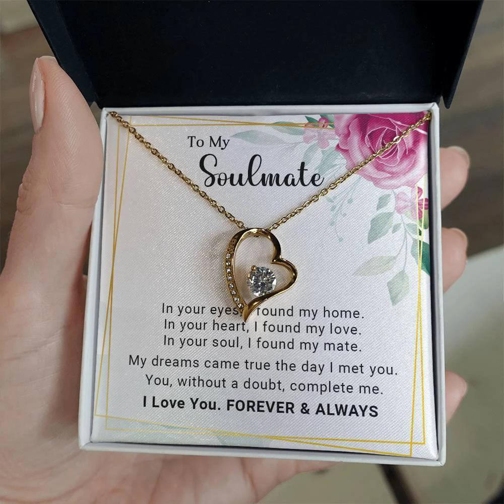 To My Soulmate You Complete Me Forever Love Pendant Necklace