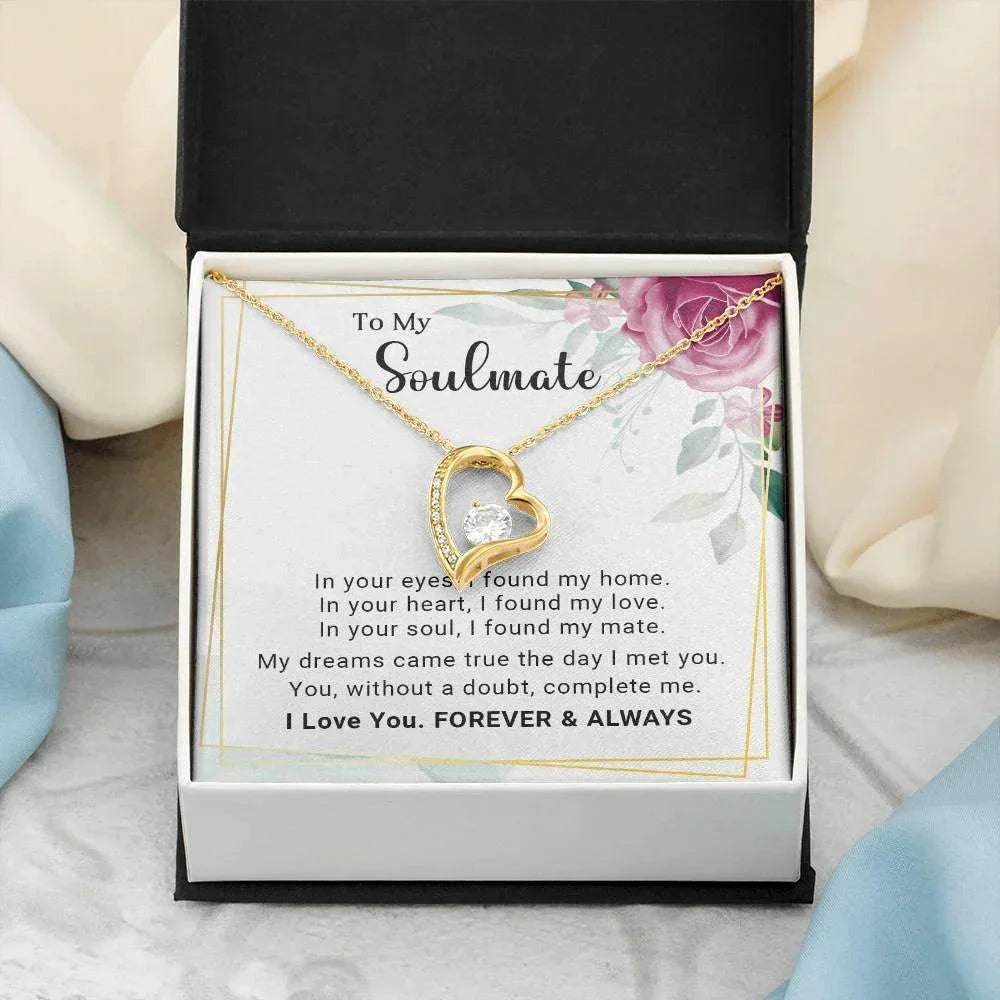 To My Soulmate You Complete Me Forever Love Pendant Necklace