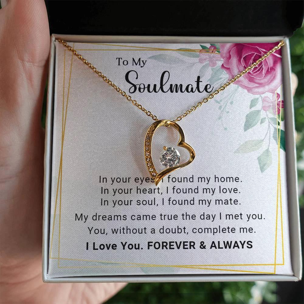 To My Soulmate You Complete Me Forever Love Pendant Necklace
