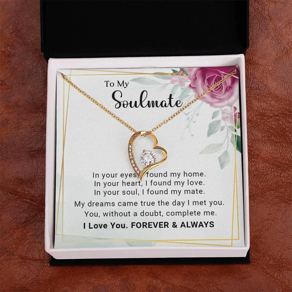 To My Soulmate You Complete Me Forever Love Pendant Necklace