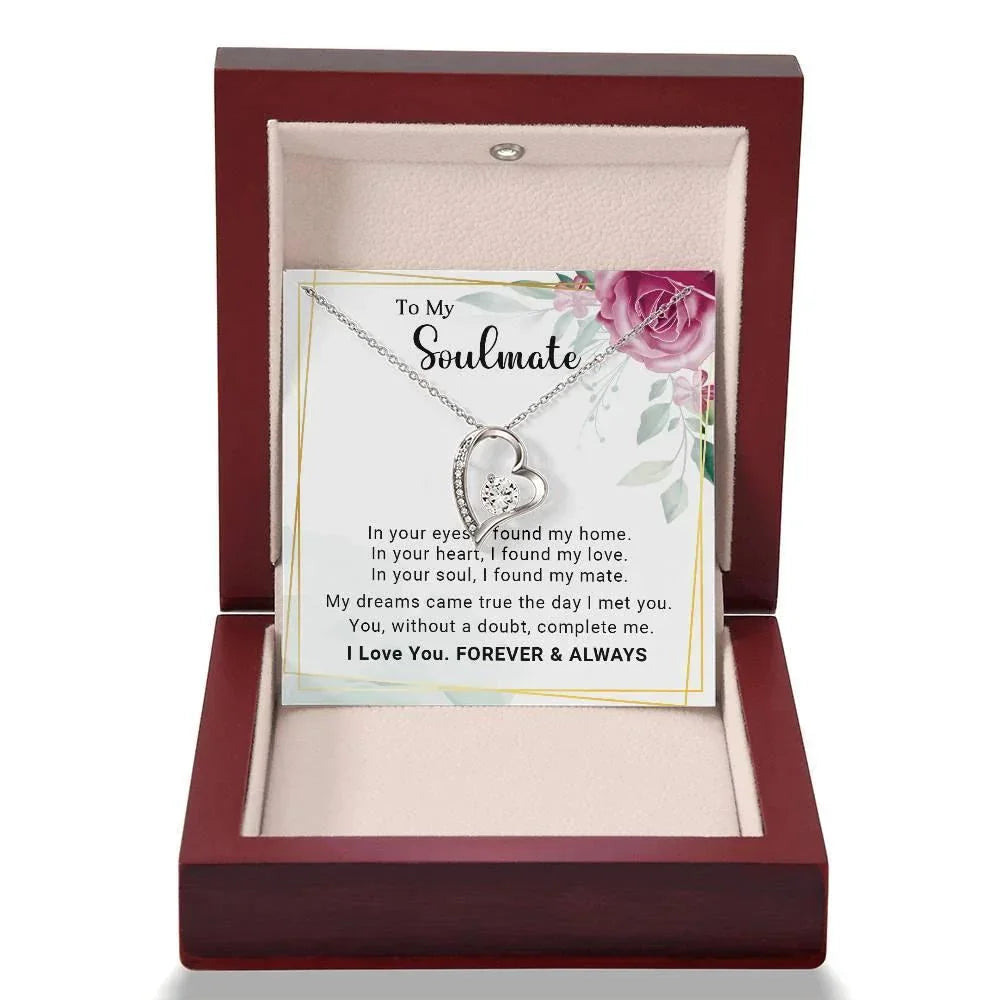 To My Soulmate You Complete Me Forever Love Pendant Necklace