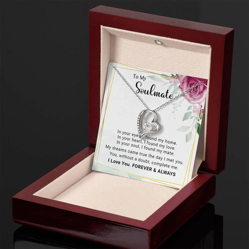 To My Soulmate You Complete Me Forever Love Pendant Necklace