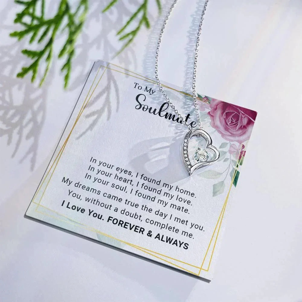 To My Soulmate You Complete Me Forever Love Pendant Necklace