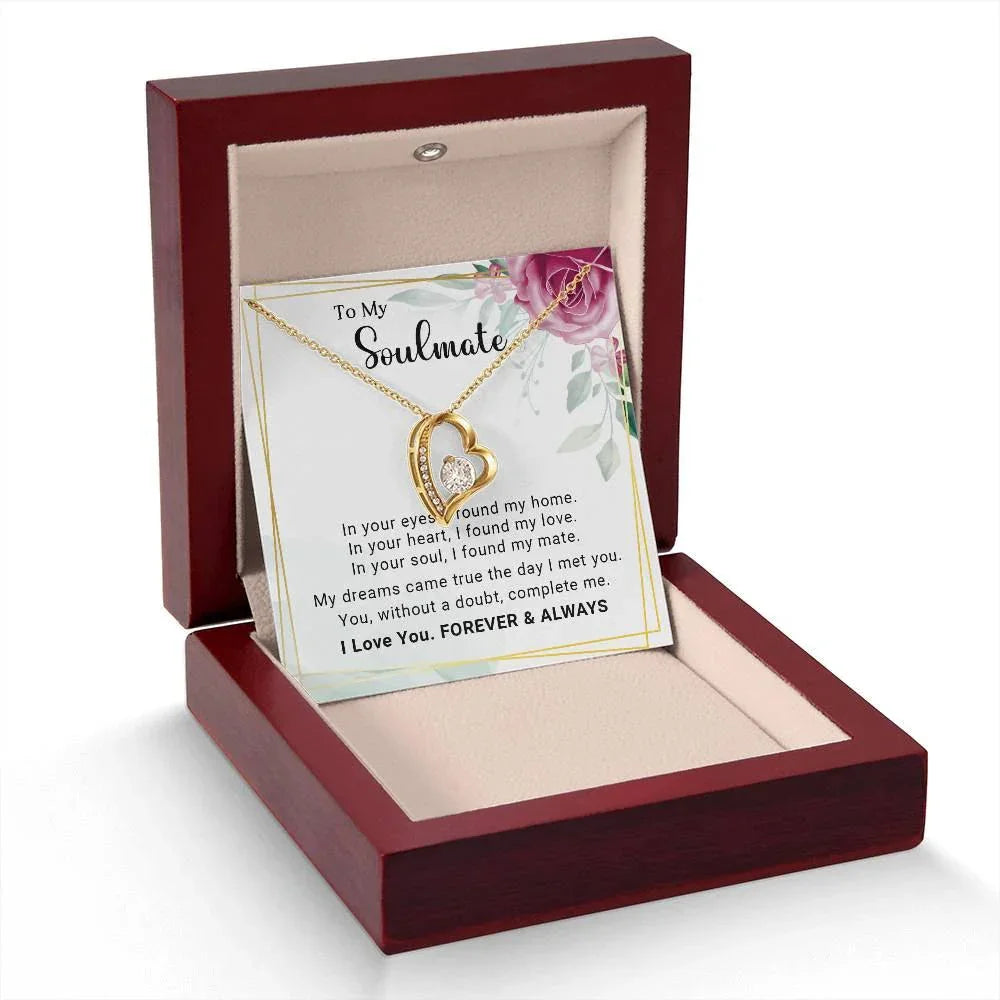 To My Soulmate You Complete Me Forever Love Pendant Necklace