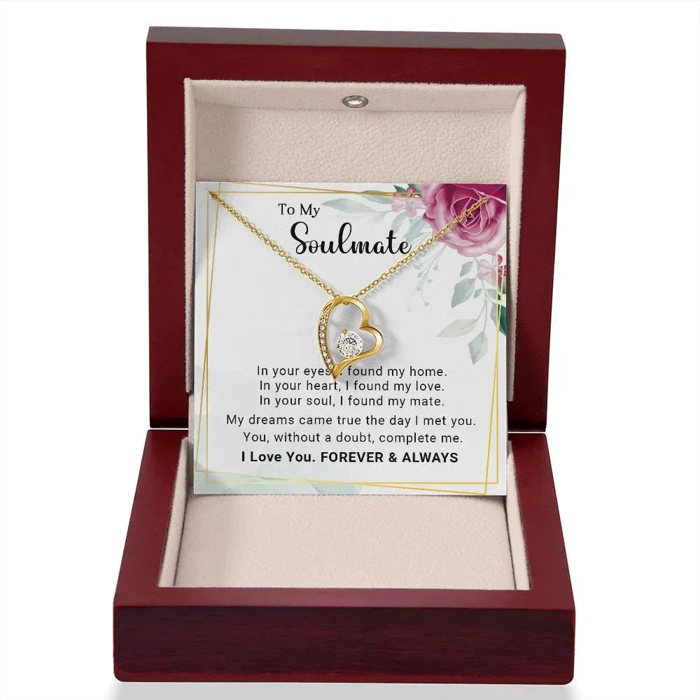 To My Soulmate You Complete Me Forever Love Pendant Necklace