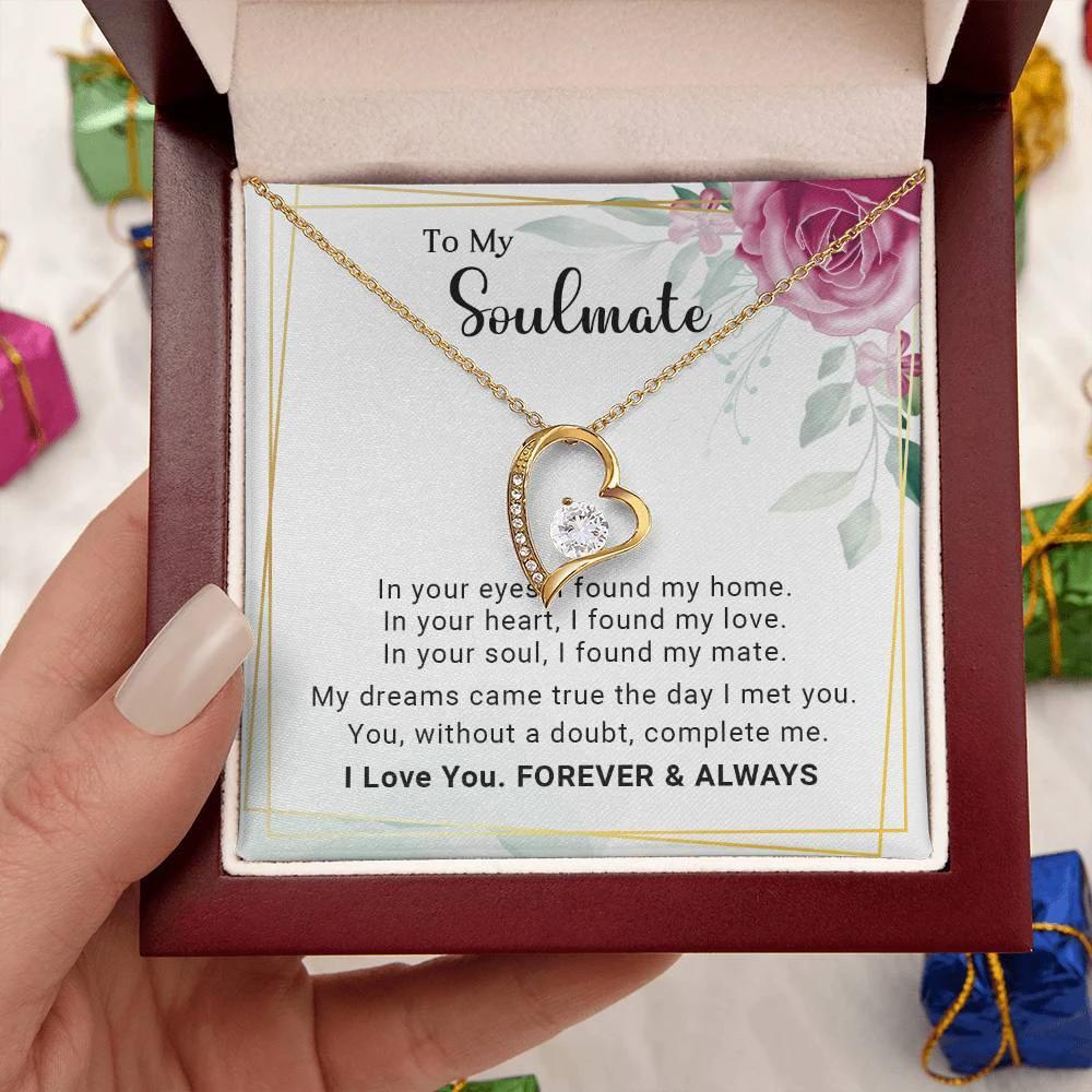 To My Soulmate You Complete Me Forever Love Pendant Necklace