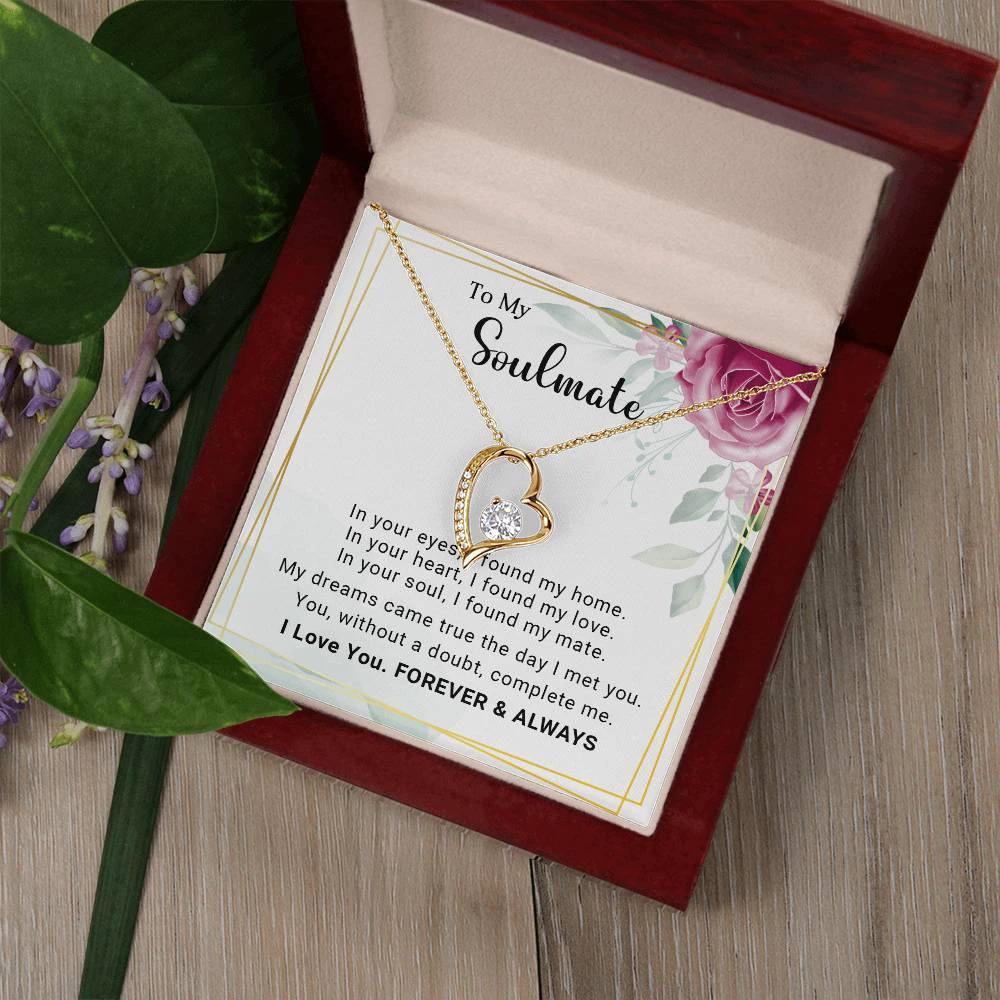 To My Soulmate You Complete Me Forever Love Pendant Necklace