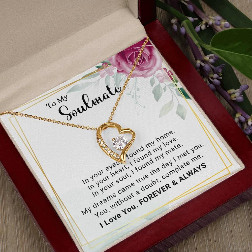 To My Soulmate You Complete Me Forever Love Pendant Necklace