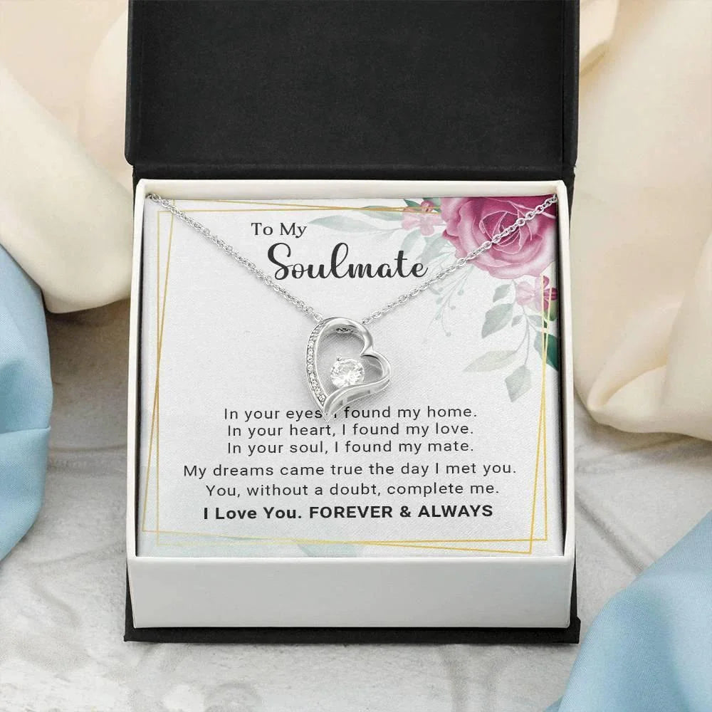 To My Soulmate You Complete Me Forever Love Pendant Necklace