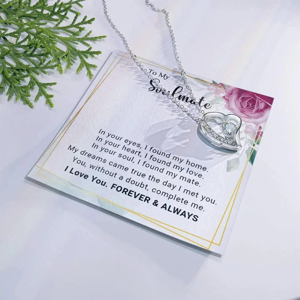 To My Soulmate You Complete Me Forever Love Pendant Necklace