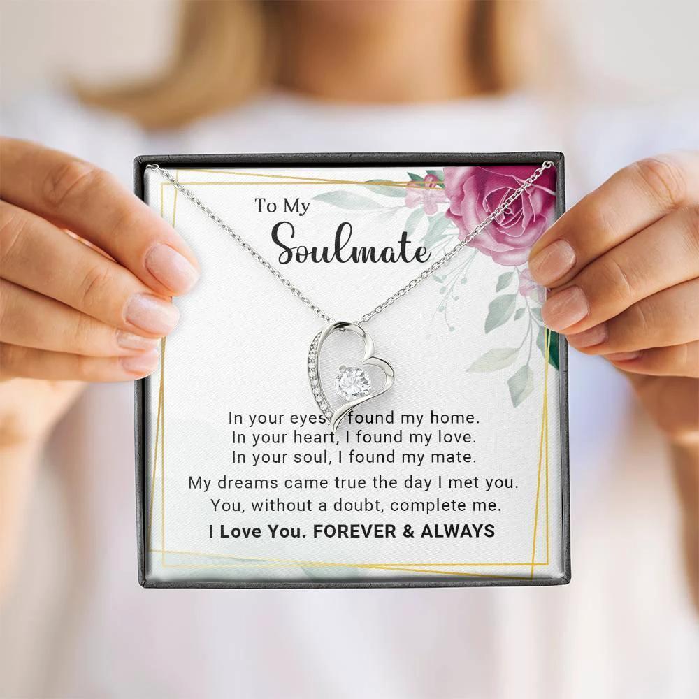 To My Soulmate You Complete Me Forever Love Pendant Necklace