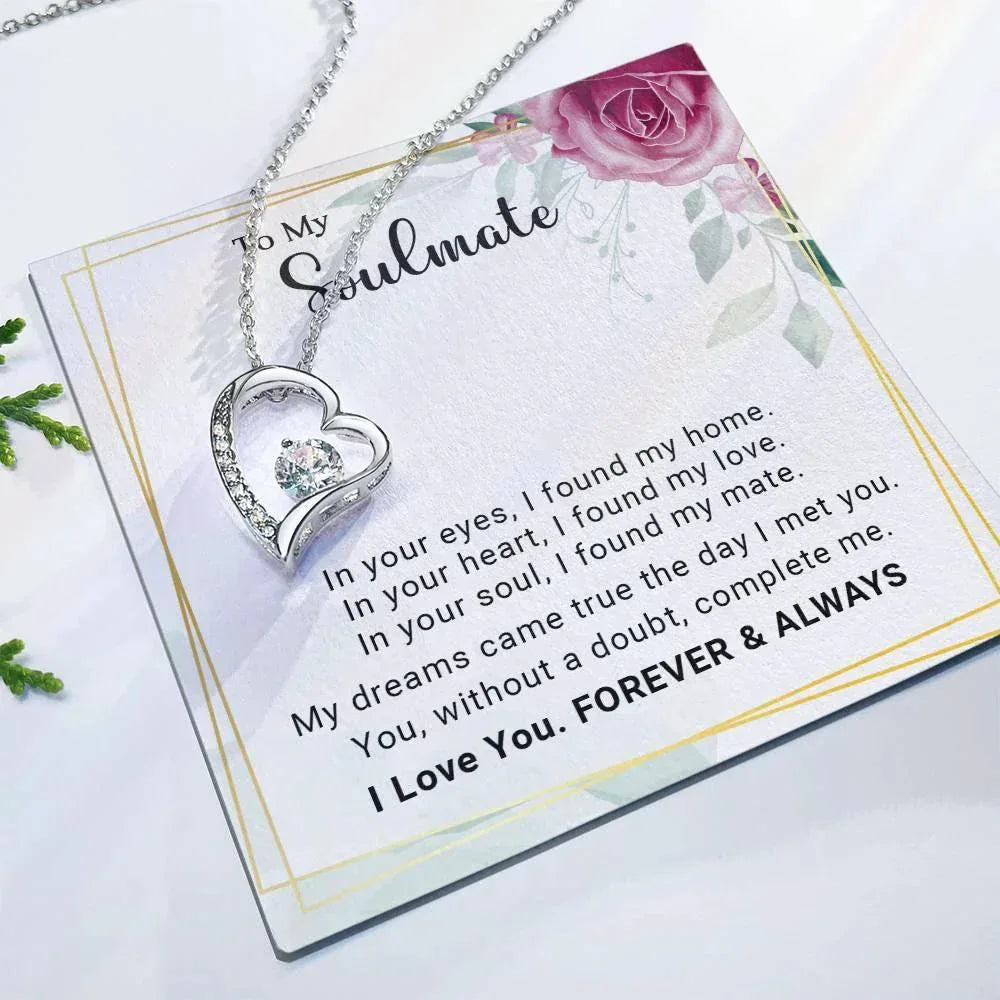 To My Soulmate You Complete Me Forever Love Pendant Necklace