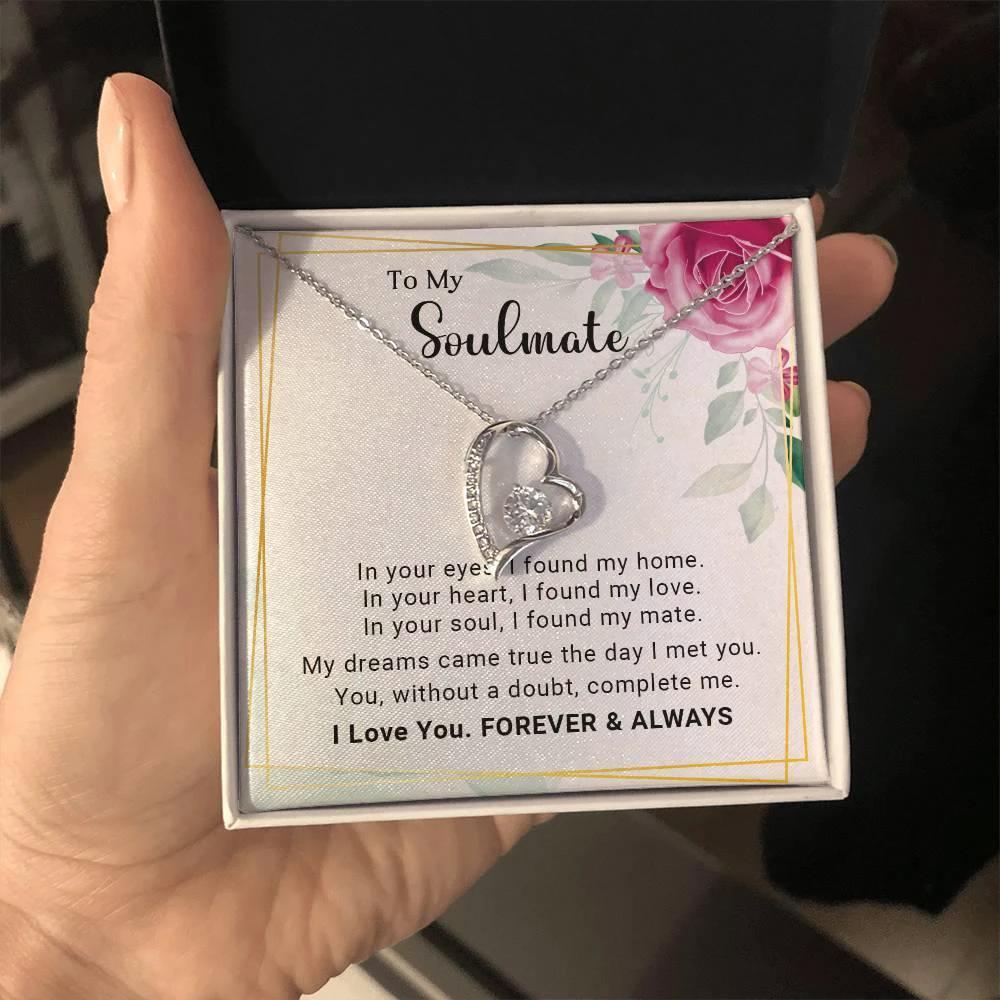 To My Soulmate You Complete Me Forever Love Pendant Necklace