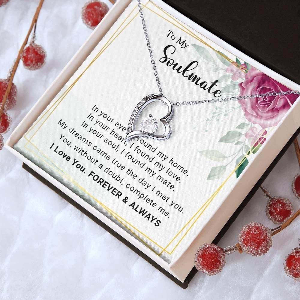 To My Soulmate You Complete Me Forever Love Pendant Necklace