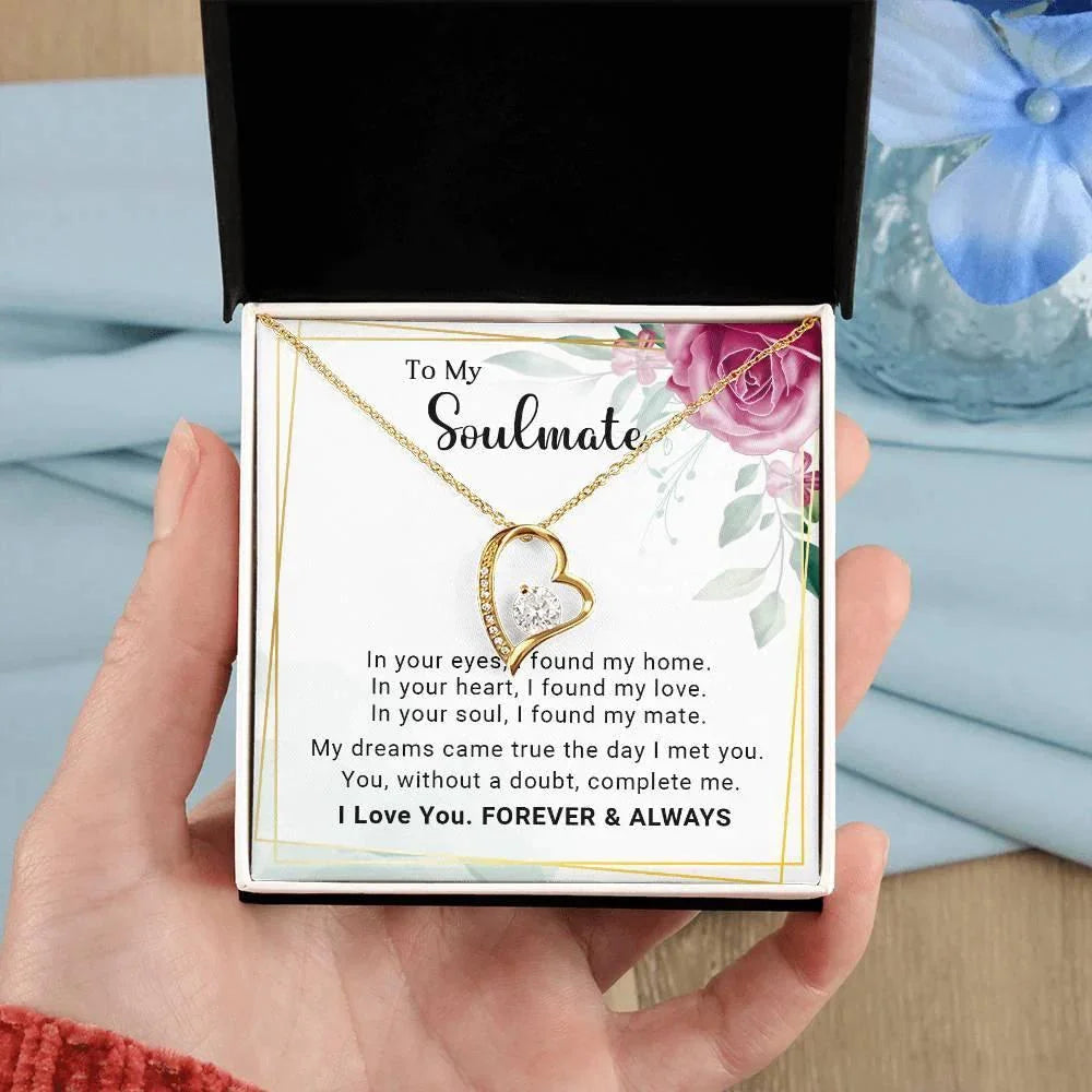 To My Soulmate You Complete Me Forever Love Pendant Necklace