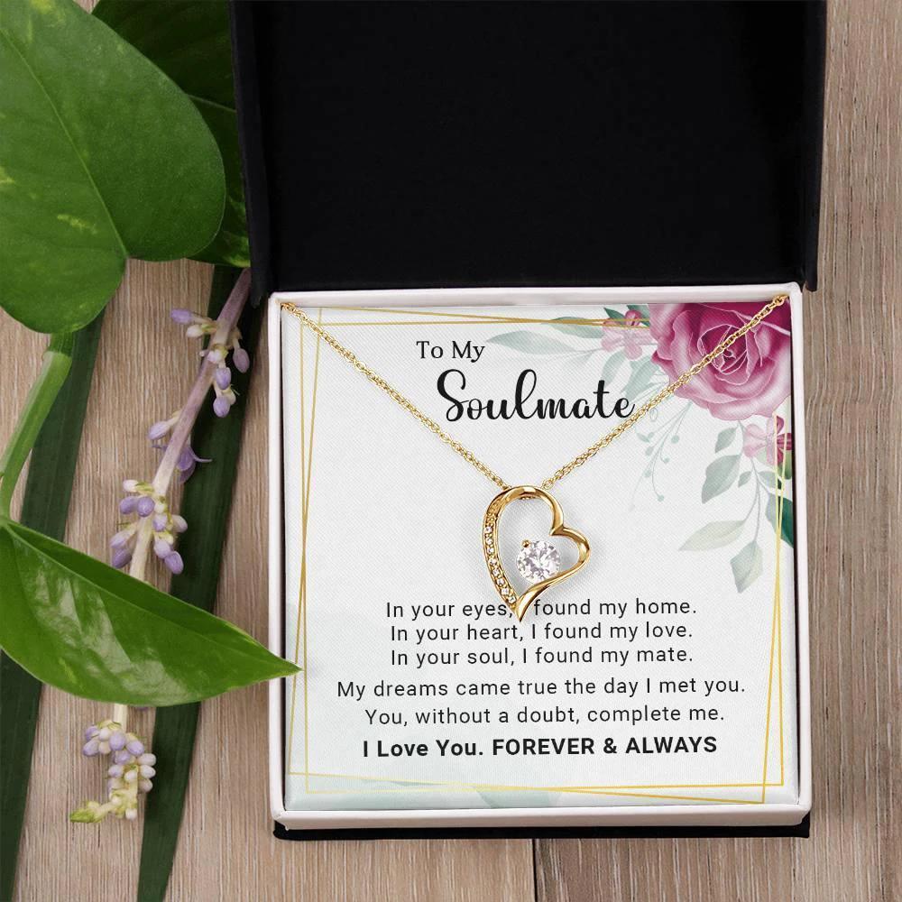 To My Soulmate You Complete Me Forever Love Pendant Necklace
