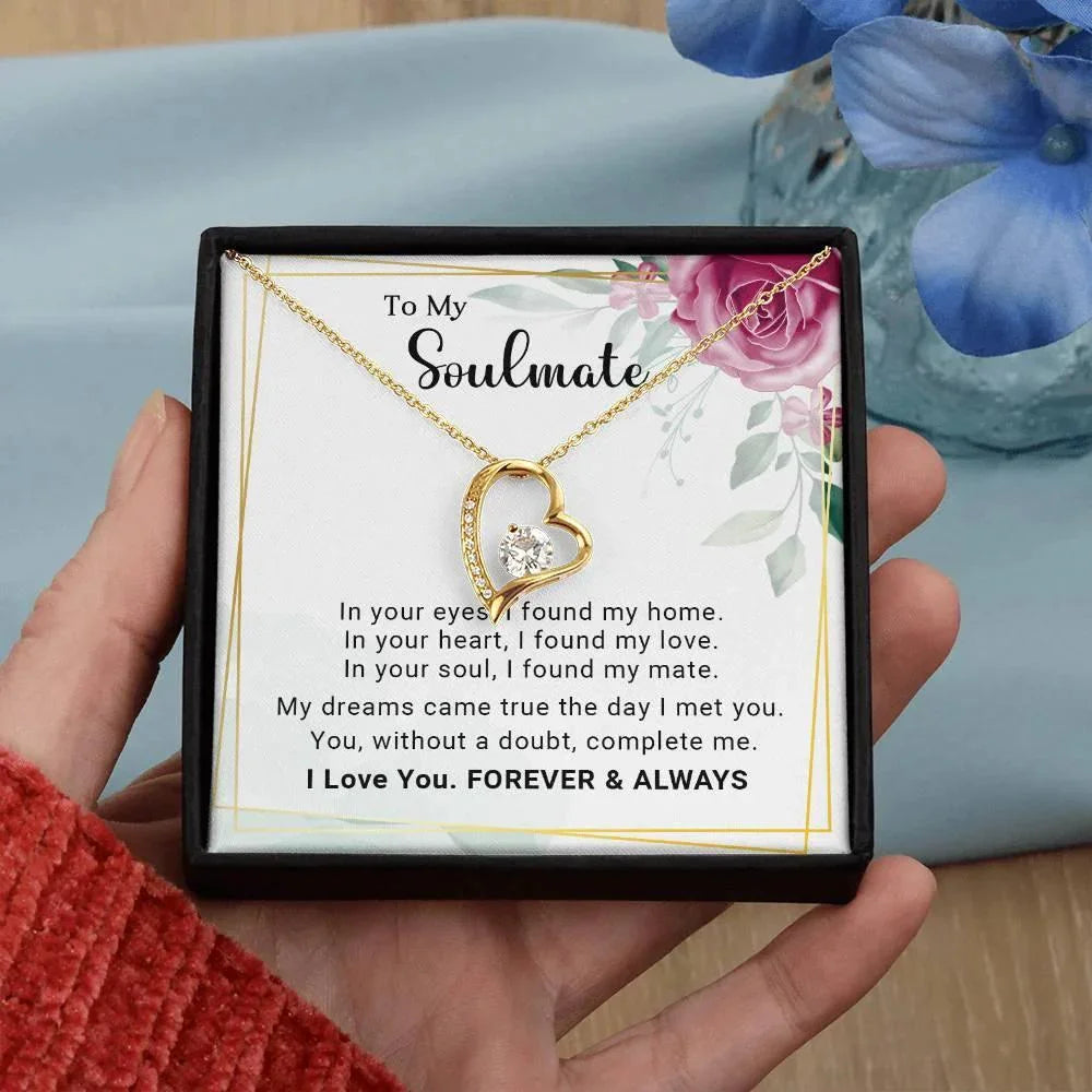 To My Soulmate You Complete Me Forever Love Pendant Necklace