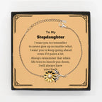 To My Stepdaughter Gifts, Never give up no matter what, Inspirational Stepdaughter Sunflower Bracelet, Encouragement Birthday Christmas Unique Gifts For Stepdaughter