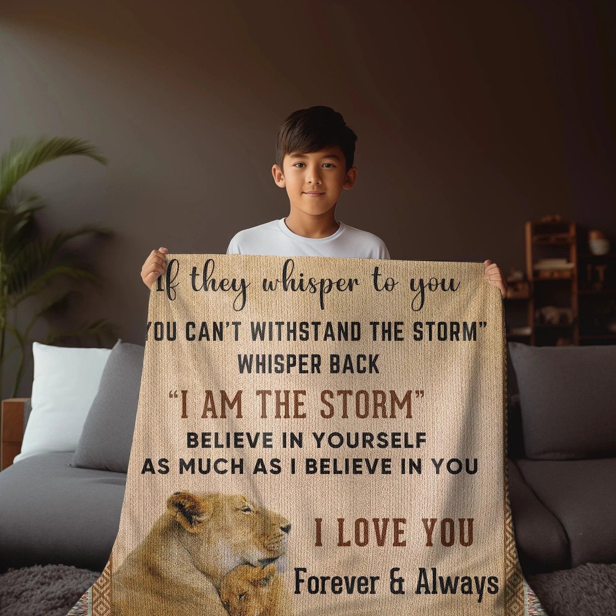 To My Stepson, Whisper Back, I am the Storm Heirloom Keepsake Woven Blanket