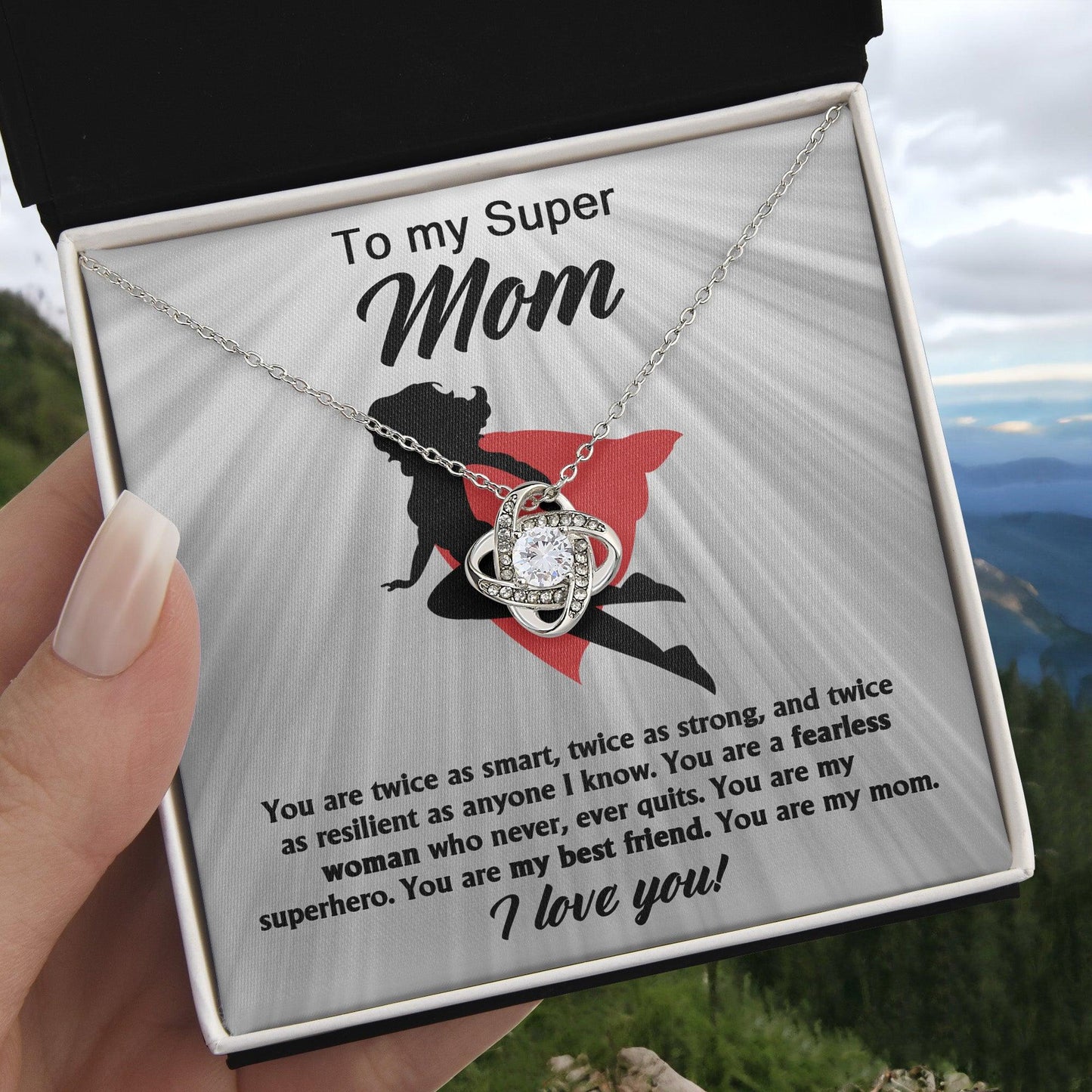 To My Super Mom You Are A Fearless Woman Love Knot Necklace - Mallard Moon Gift Shop