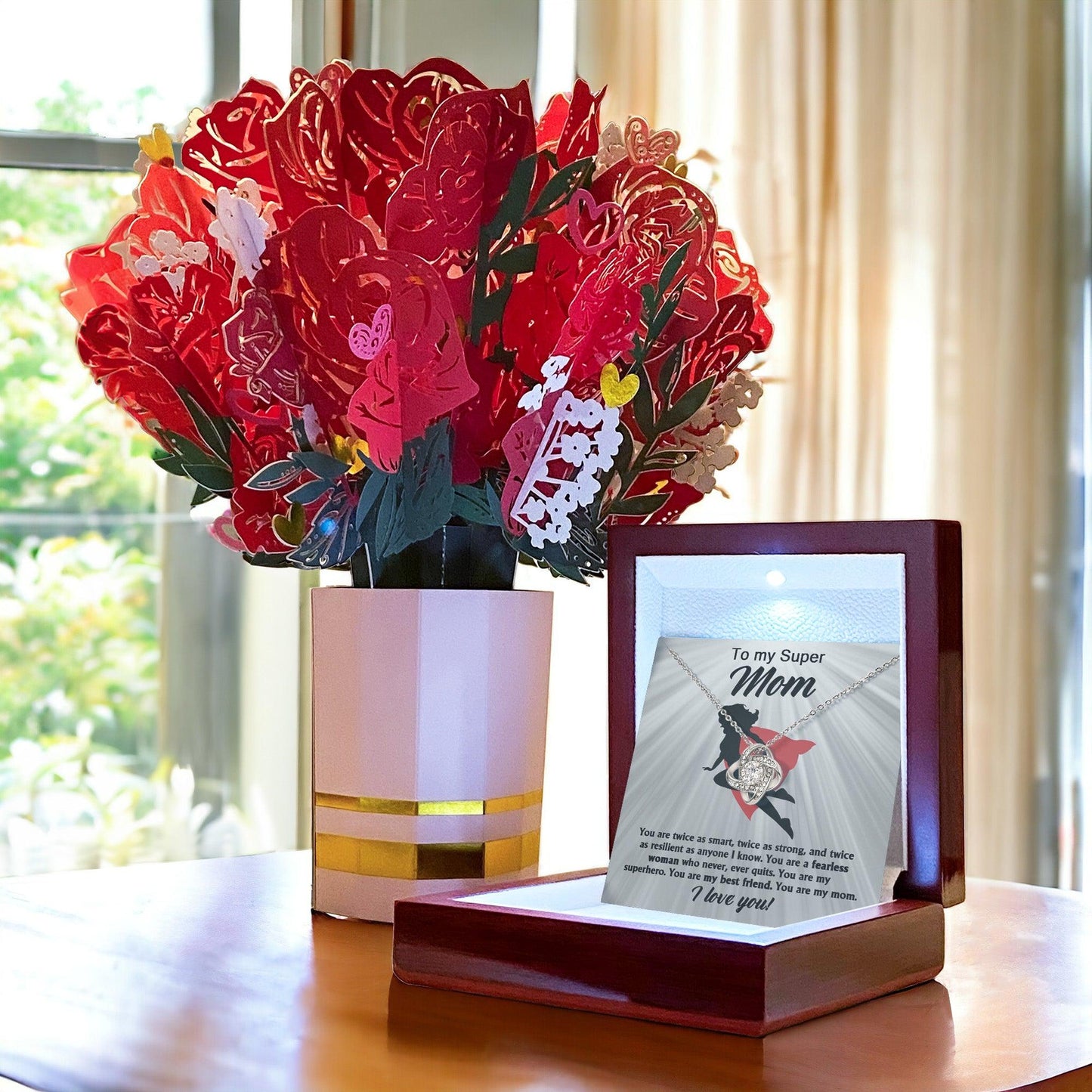 To My Super Mom You Are A Fearless Woman Love Knot Necklace - Mallard Moon Gift Shop