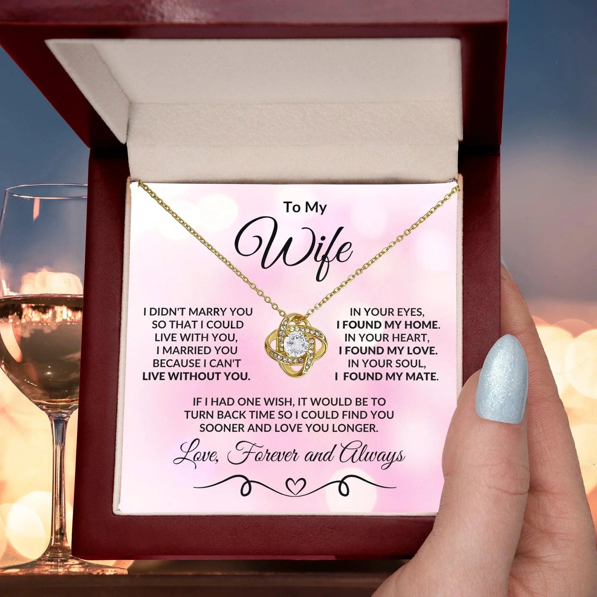 To My Wife Love You Longer Valentine Love Knot Necklace