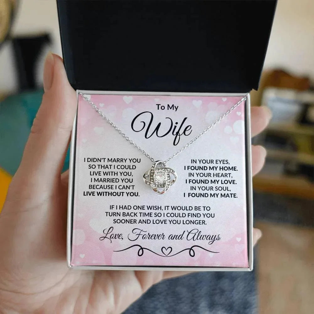 To My Wife Love You Longer Valentine Love Knot Necklace