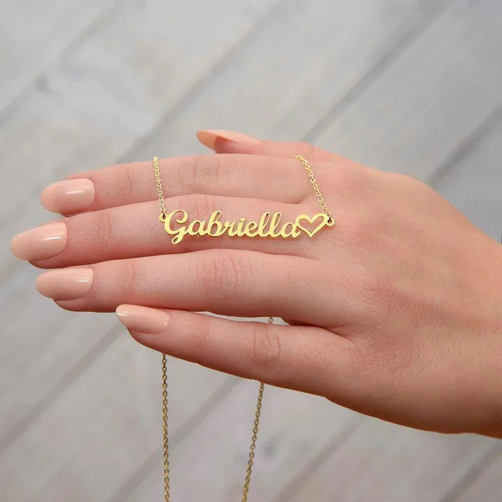 To My Wife, My Dreams Came True the Day I Met You Personalized Name Necklace with Heart