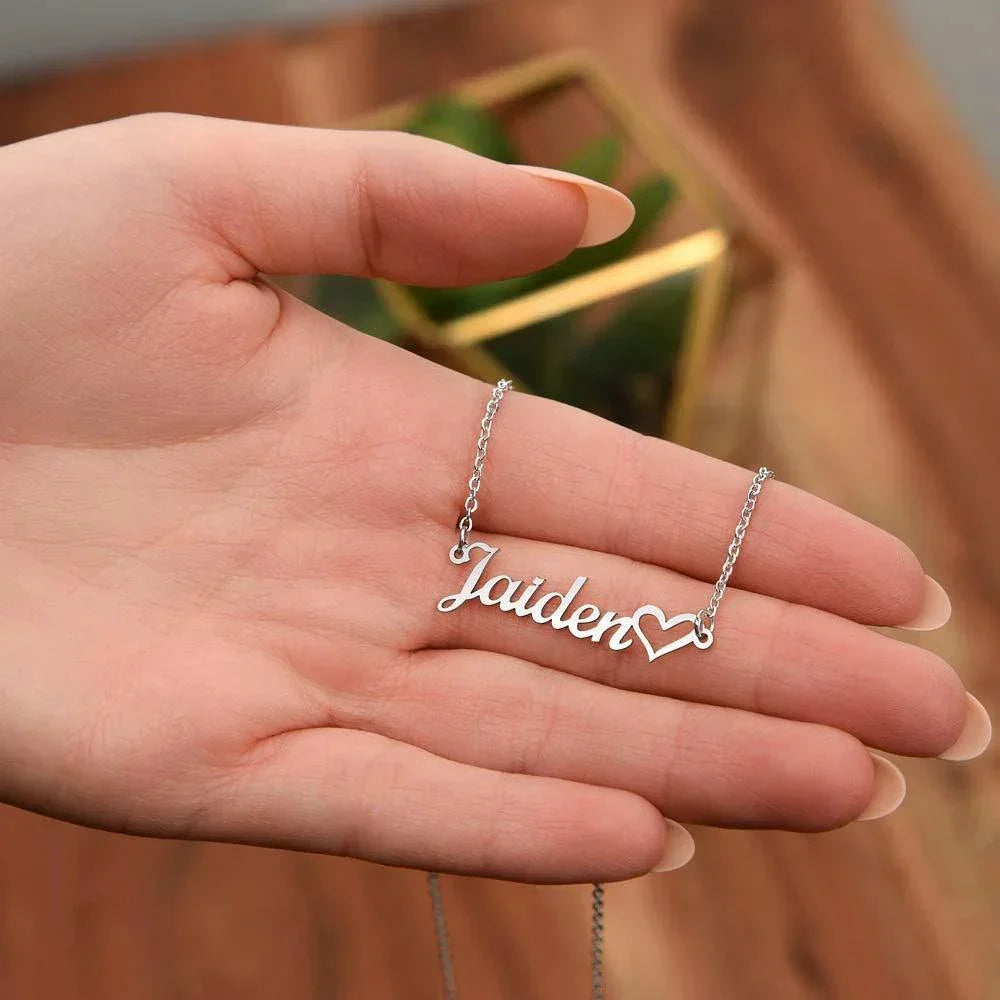 To My Wife, My Dreams Came True the Day I Met You Personalized Name Necklace with Heart