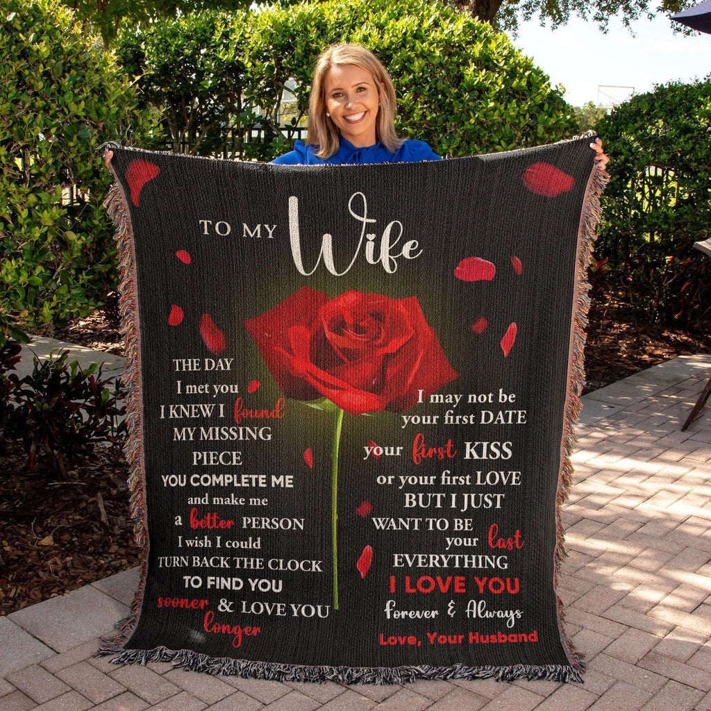 To My Wife - The Day I Met You I Found My Missing Piece Heirloom Woven Blanket