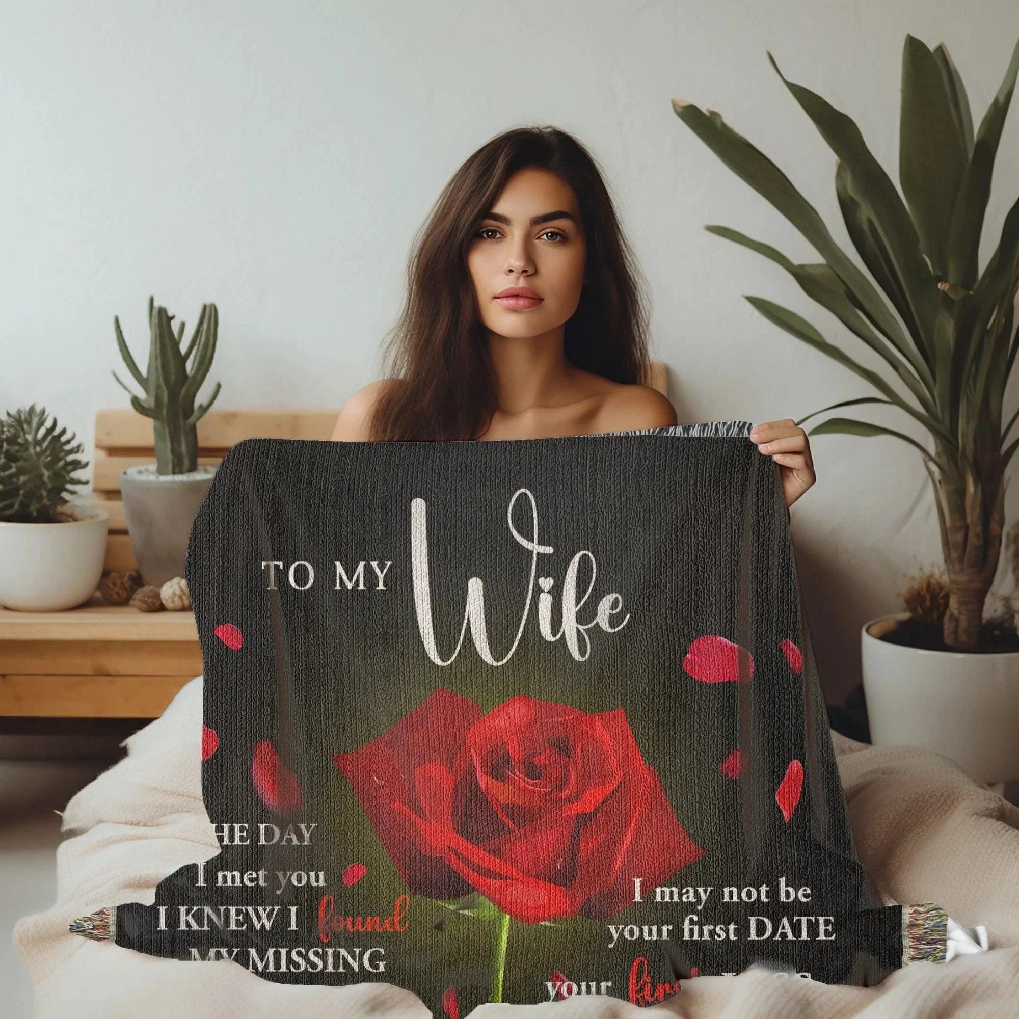 To My Wife - The Day I Met You I Found My Missing Piece Heirloom Woven Blanket