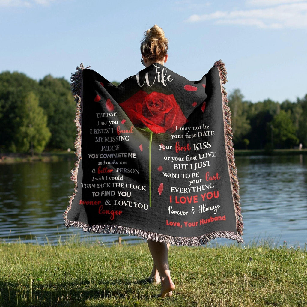 To My Wife - The Day I Met You I Found My Missing Piece Heirloom Woven Blanket
