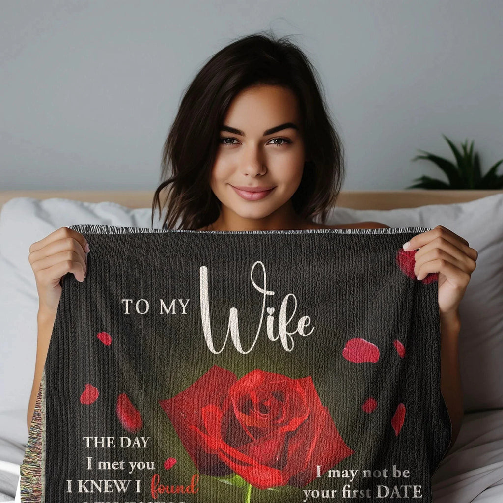 To My Wife - The Day I Met You I Found My Missing Piece Heirloom Woven Blanket