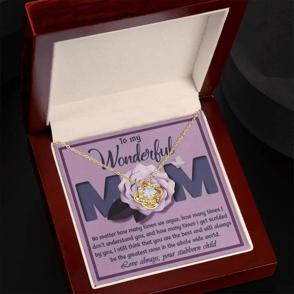To My Wonderful Mom-Love Your Stubborn Child Knot Pendant Necklace