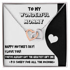 To My Wonderful Mommy to Be - Sorry For All the Kicking - Interlocking Hearts Necklace