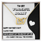 To My Wonderful Mommy to Be - Sorry For All the Kicking - Interlocking Hearts Necklace