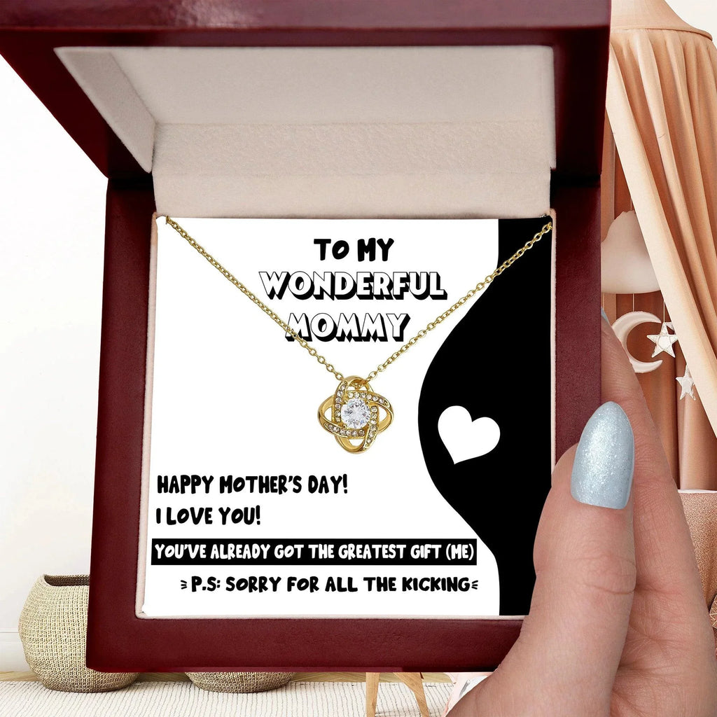 To My Wonderful Mommy-to-Be - Sorry For All the Kicking - Love Knot Necklace