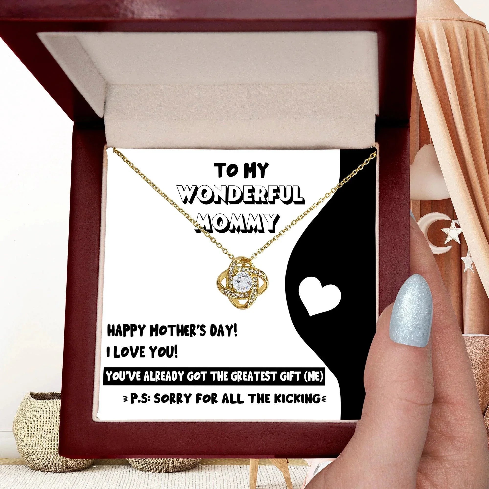 To My Wonderful Mommy-to-Be - Sorry For All the Kicking - Love Knot Necklace