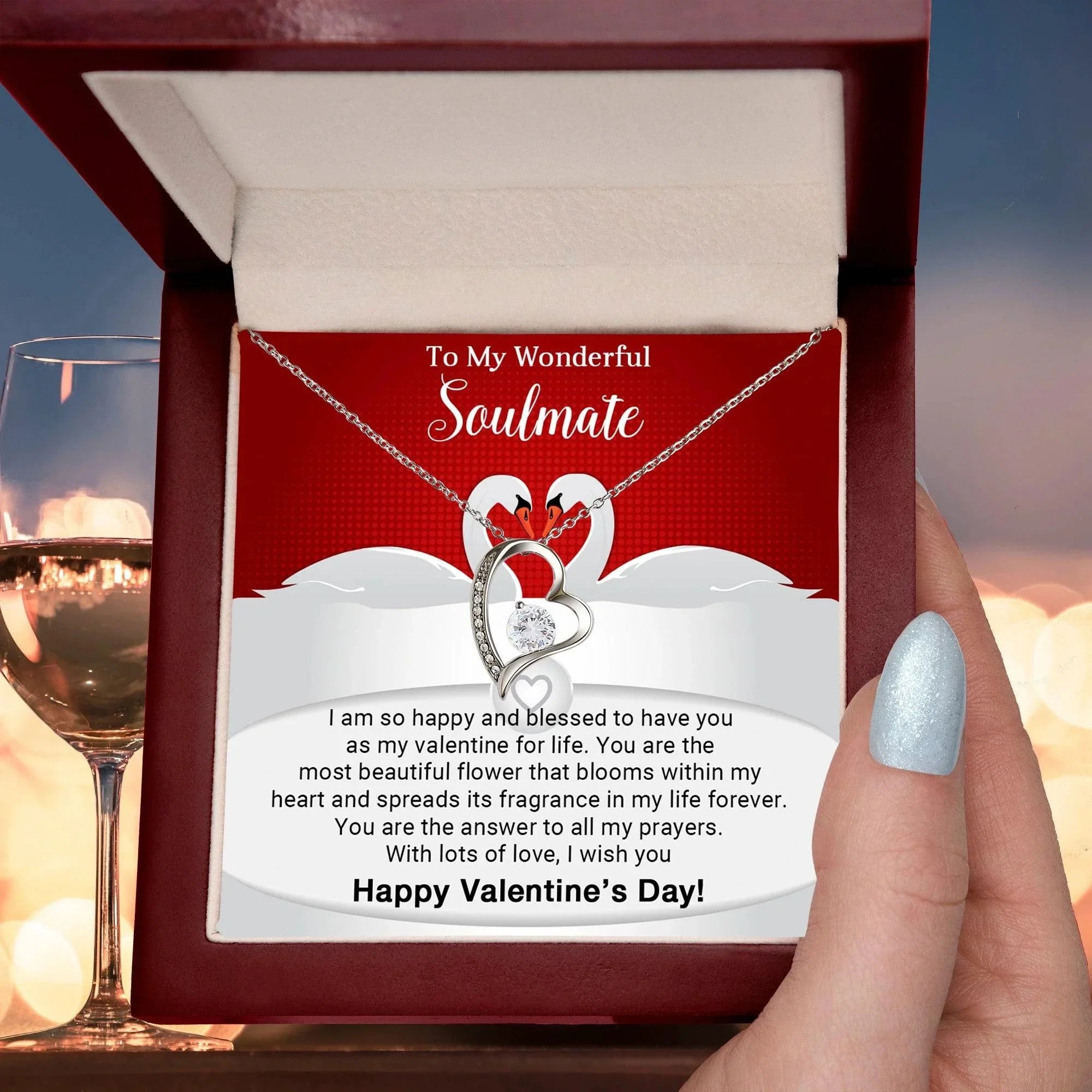 To My Wonderful Soulmate I Am Blessed to Have You for My Valentine Forever Love Pendant Necklace