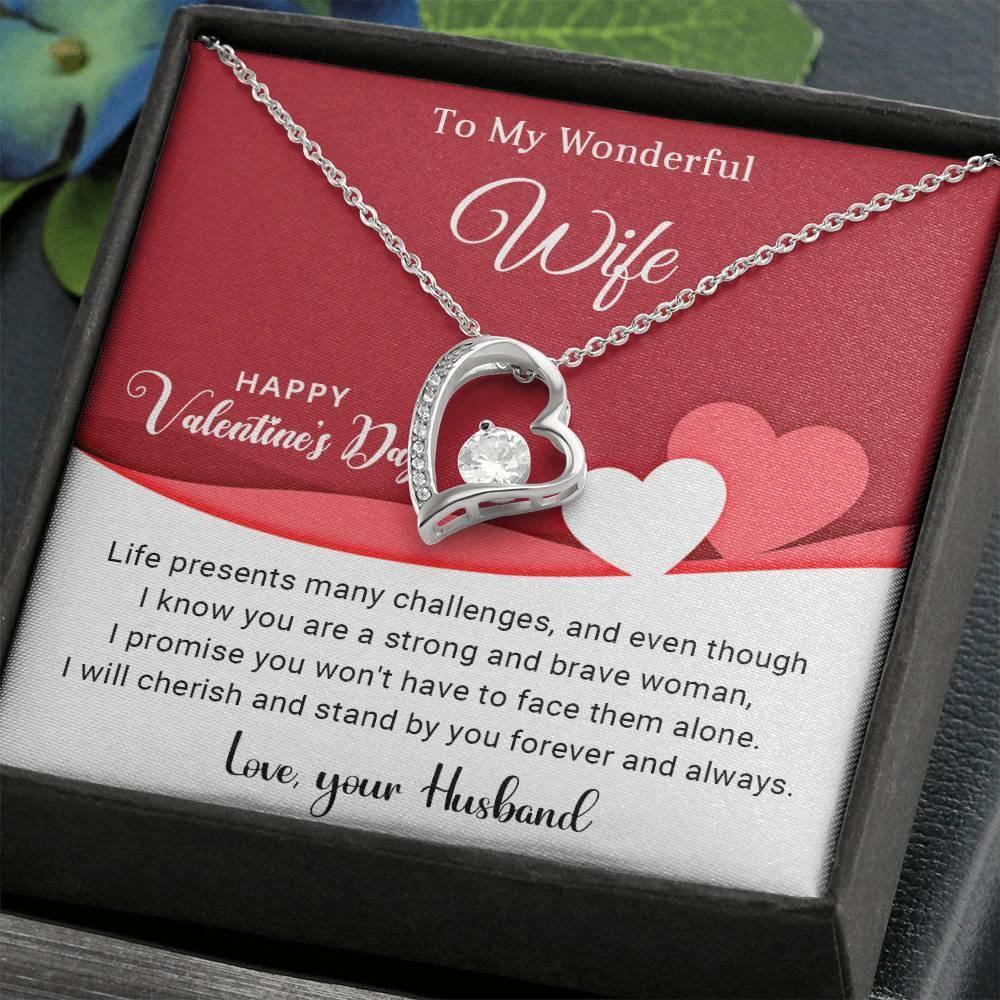 To My Wonderful Wife I Will Cherish You Forever and Always Forever Love Pendant Necklace