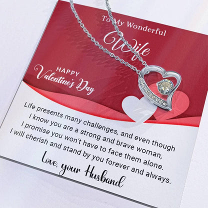To My Wonderful Wife I Will Cherish You Forever and Always Forever Love Pendant Necklace - Mallard Moon Gift Shop
